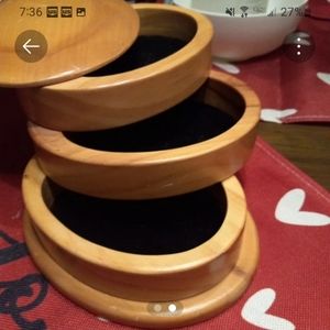 Rare real wood antique trifold jewelry box